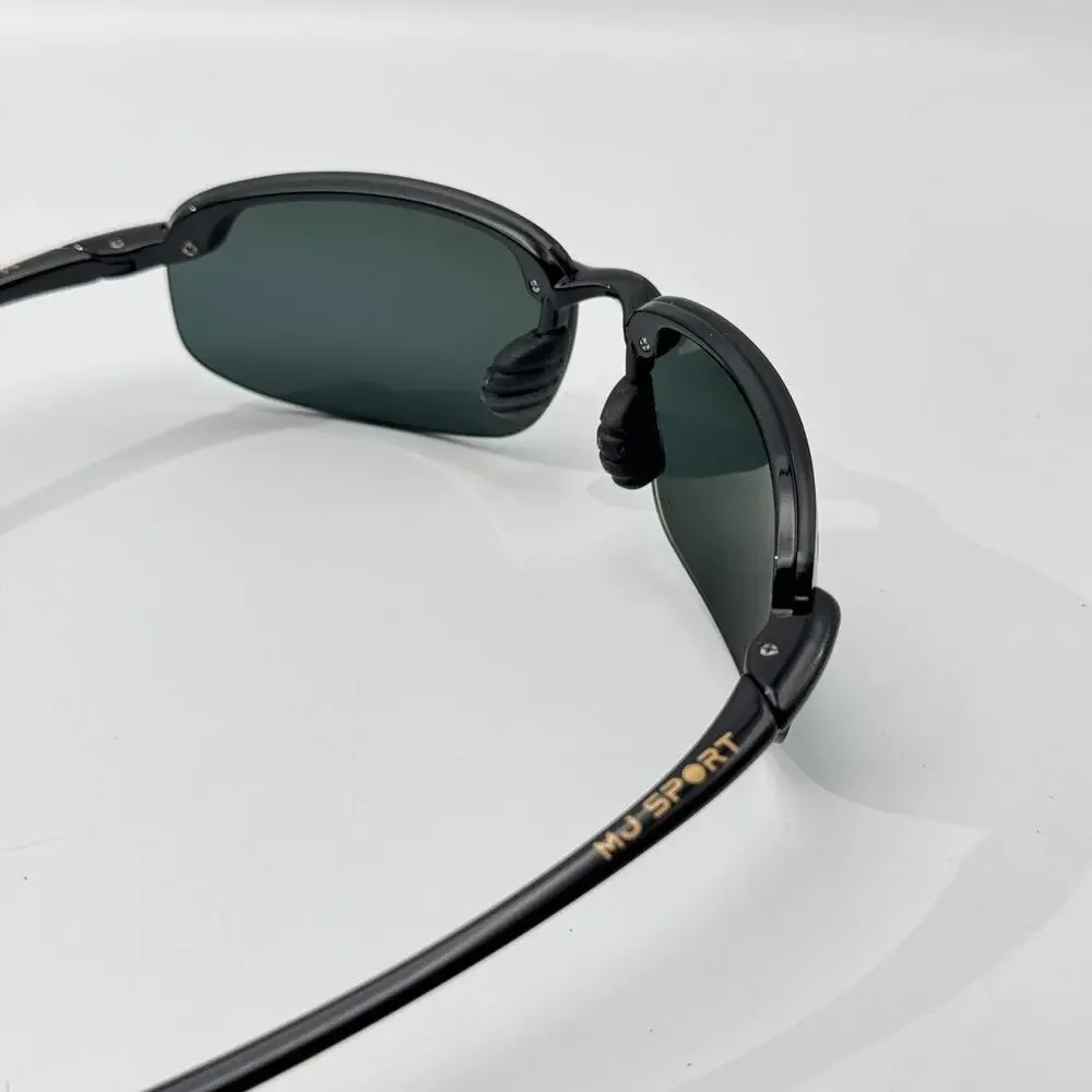Maui Jim Sunglasses Ho'okipa MP MJ0407 001 Black Wrap Frame Gray Polarized Lens